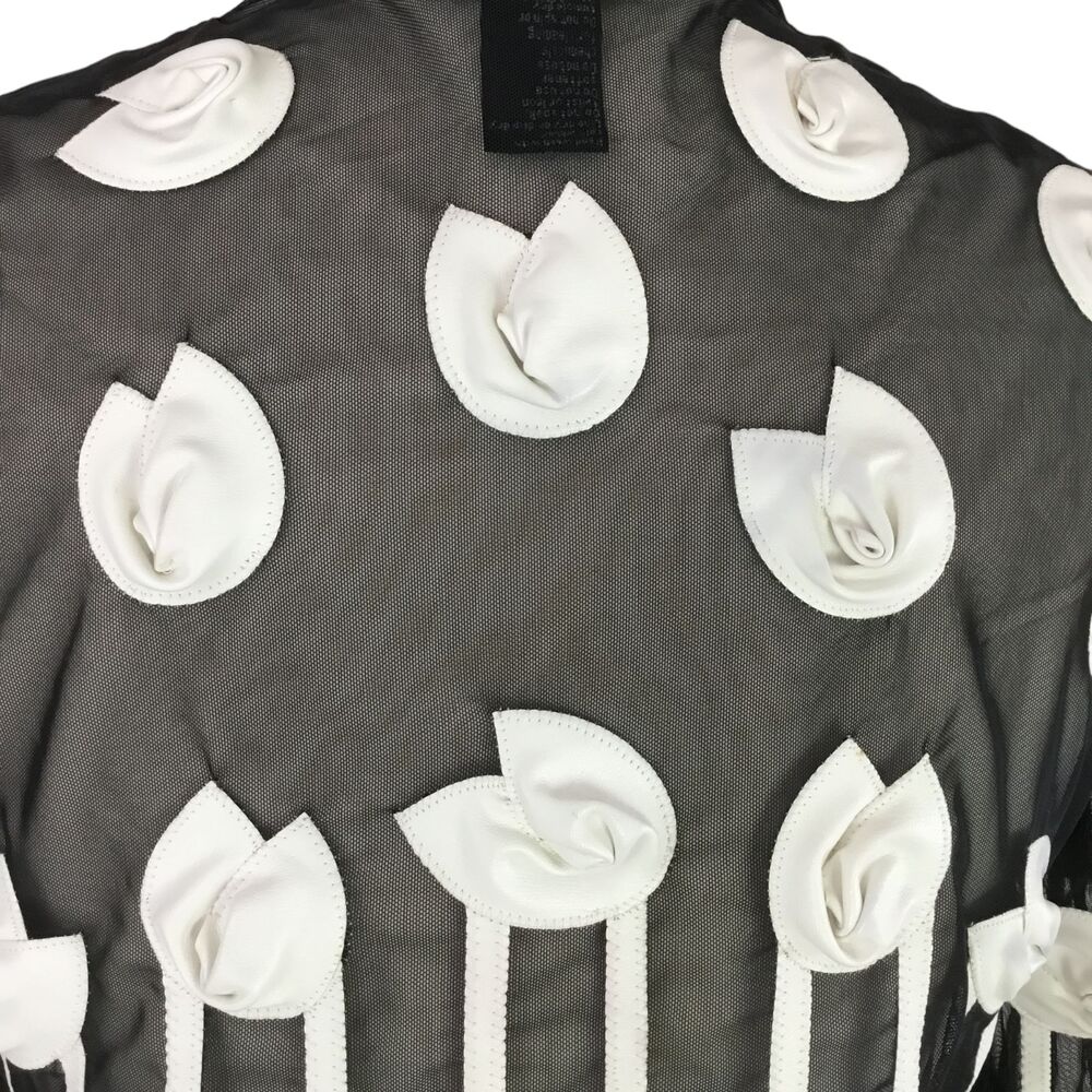Weavz Women's Artsy Mesh Zip Up Jacket with White Vegan Leather 3D Rosettes sz M - Picture 9 of 16
